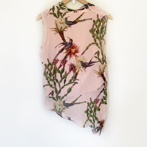 NWT All Saints Abi Nolina Floral & Fauna Draped Top in Clay Pink Size US 4 - Picture 10 of 11